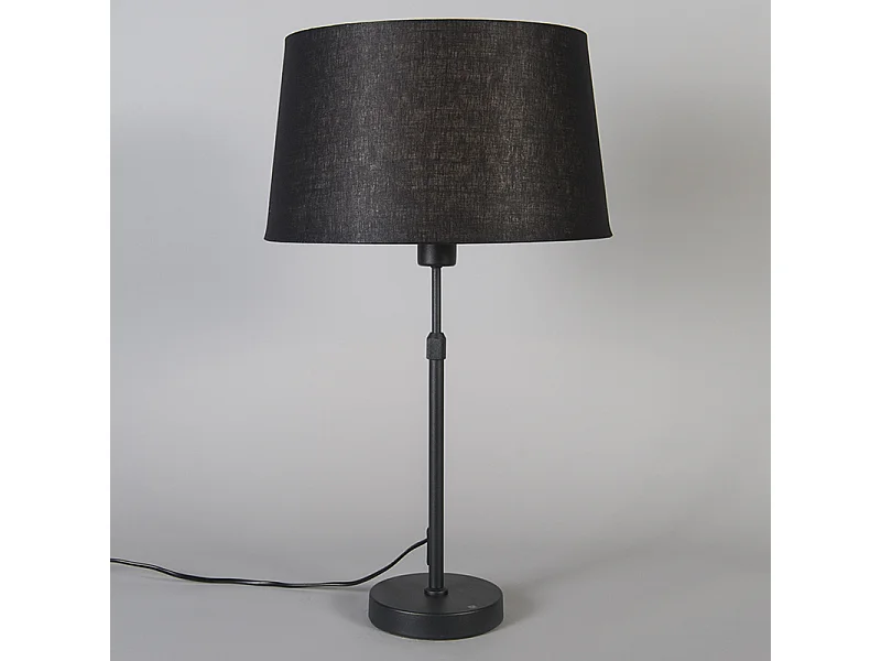 Lampe de table noire avec abat-jour noir 35 cm réglable - Parte