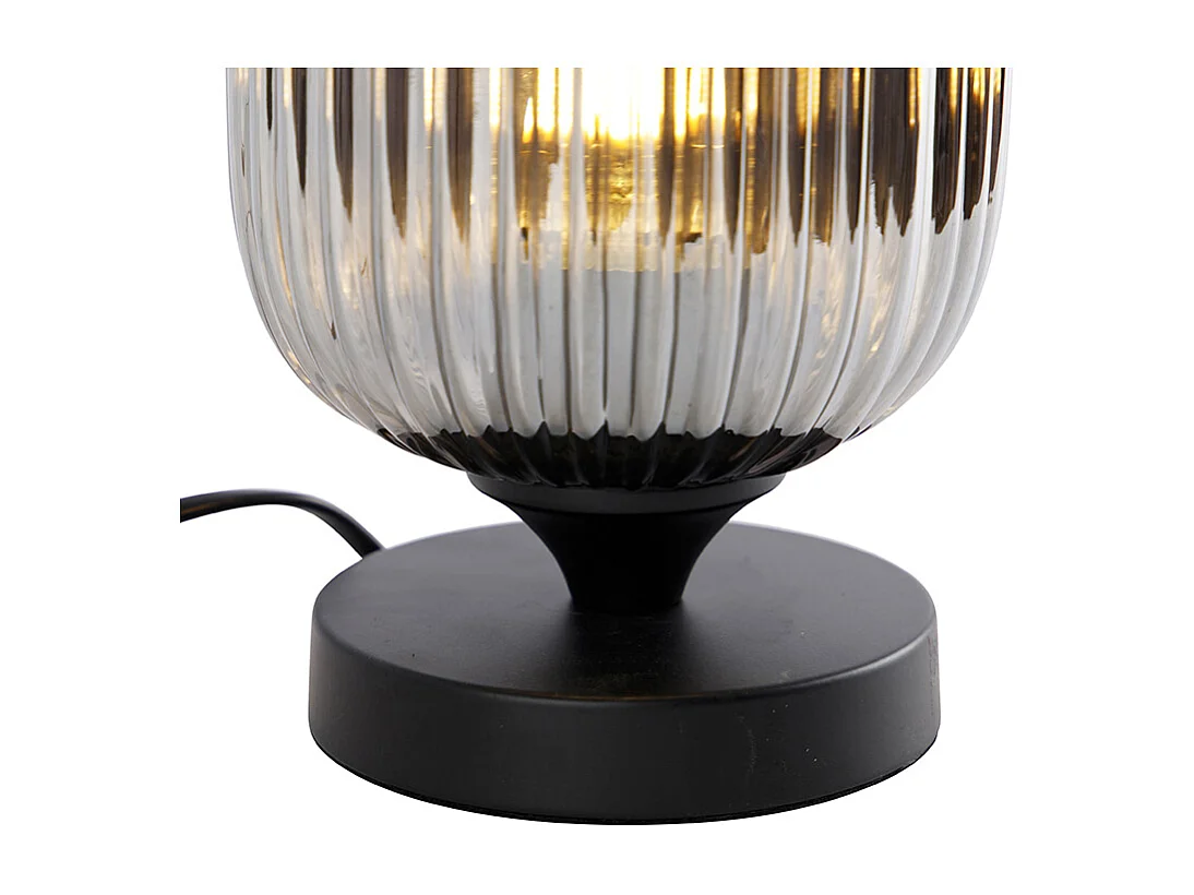 Lampe de table Art Déco noire avec verre fumé - Banci