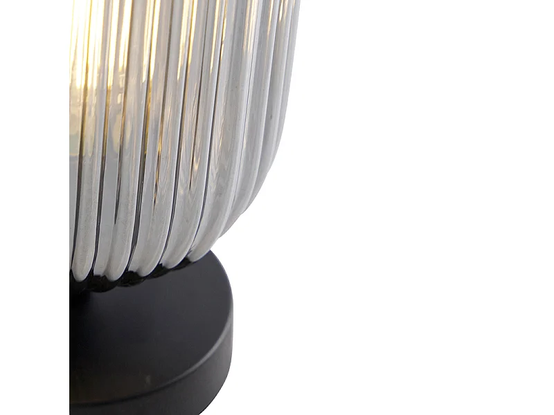 Lampe de table Art Déco noire avec verre fumé - Banci