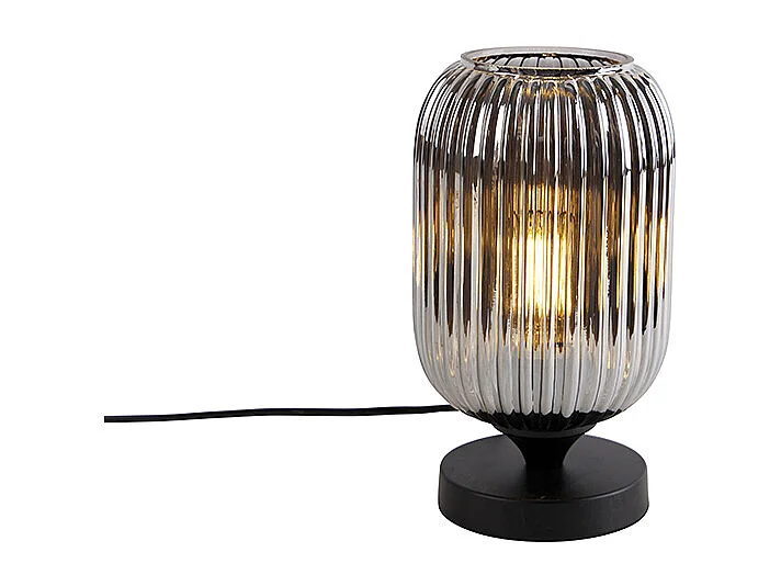 Lampe de table Art déco noire avec verre fumé - Banci