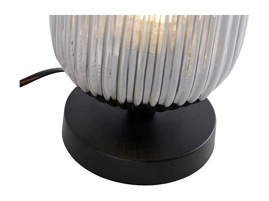 Lampe de table Art déco noire avec verre fumé - Banci