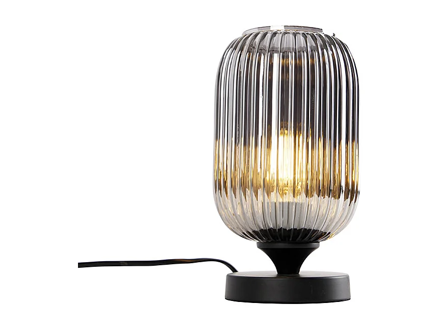 Lampe de table Art déco noire avec verre fumé - Banci