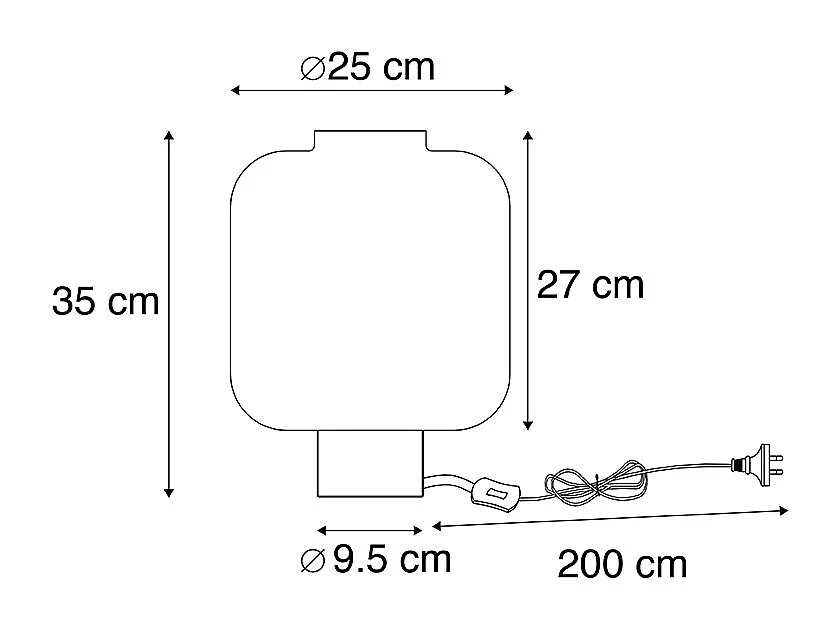 Lampe de table design noire avec verre fumé - Qara