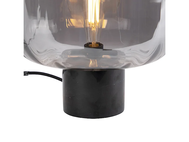 Lampe de table design noire avec verre fumé - Qara