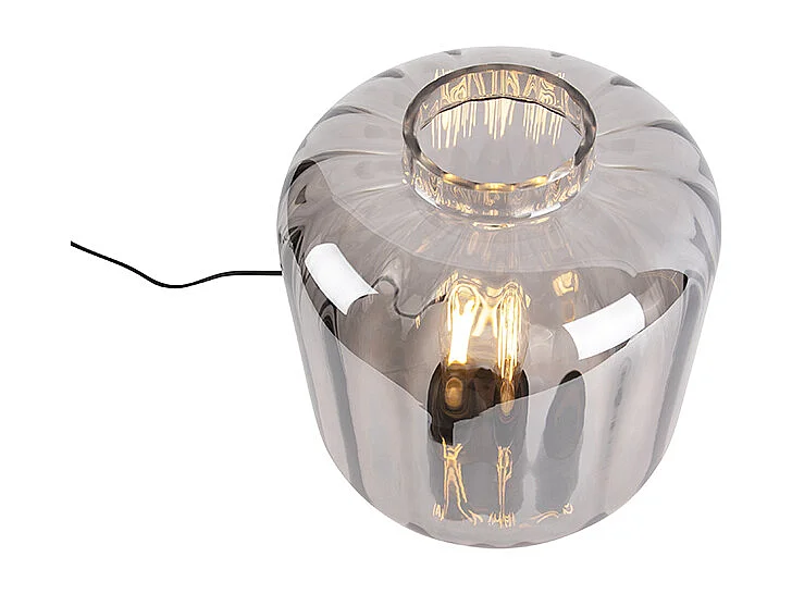 Lampe de table design noire avec verre fumé - Qara