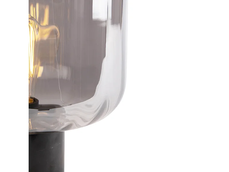 Lampe de table design noire avec verre fumé - Qara