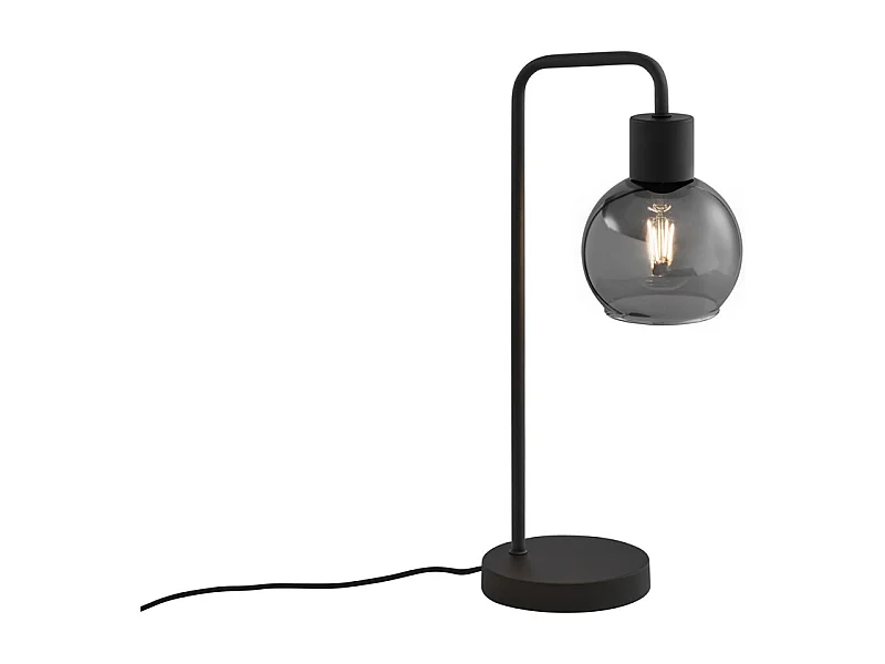 Lampe de table Art Déco noire avec verre fumé - Vidro