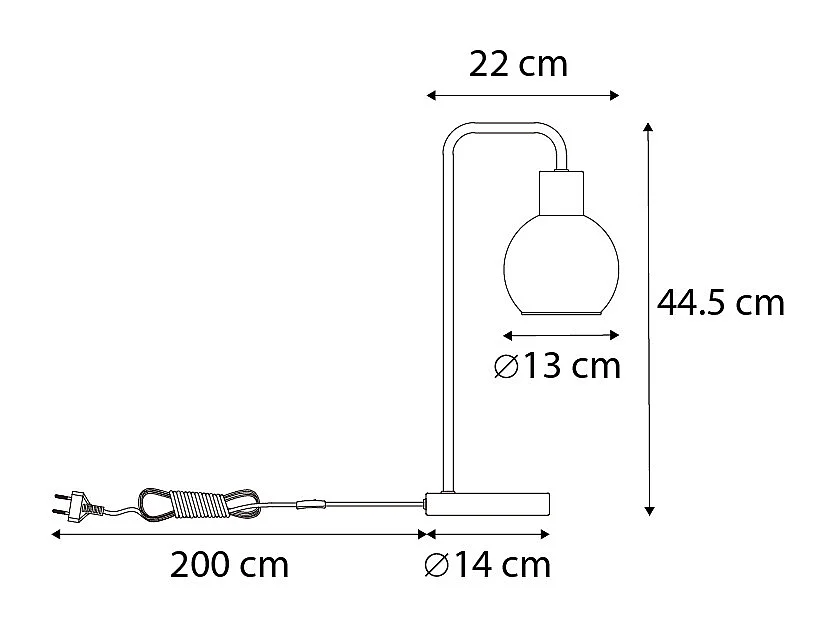 Lampe de table Art Déco noire avec verre fumé - Vidro