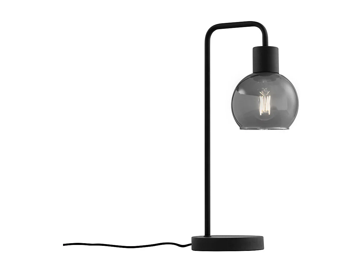 Lampe de table Art Déco noire avec verre fumé - Vidro
