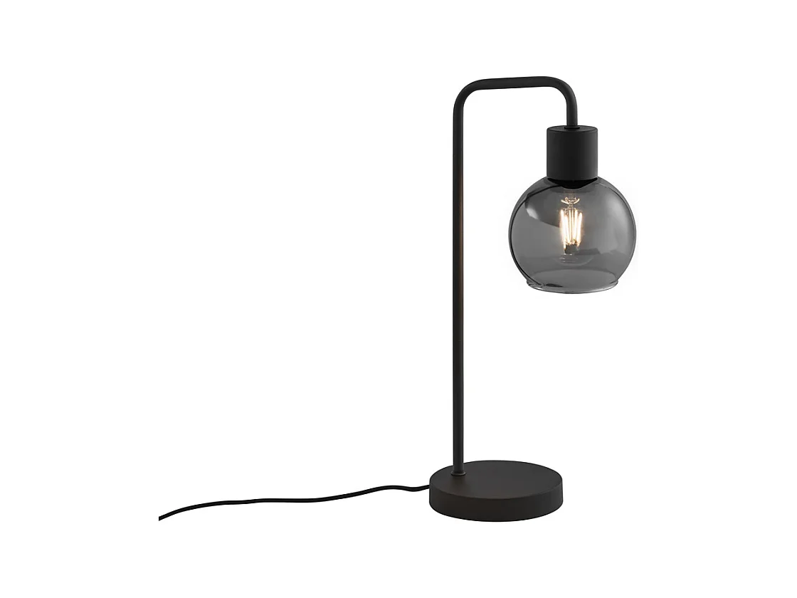Lampe de table Art Déco noire avec verre fumé - Vidro
