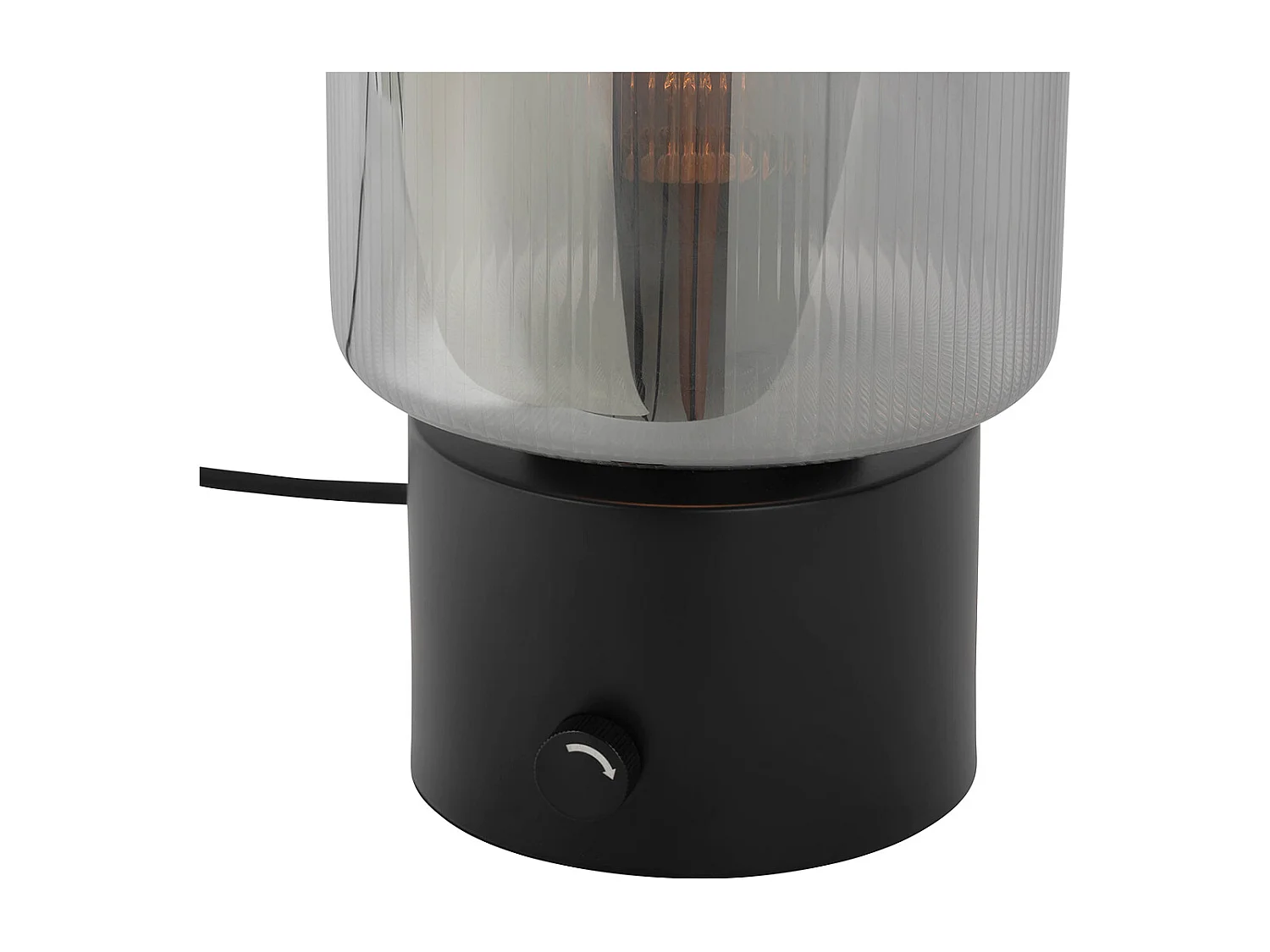 Lampe de table Art Déco noire avec verre fumé - Laura