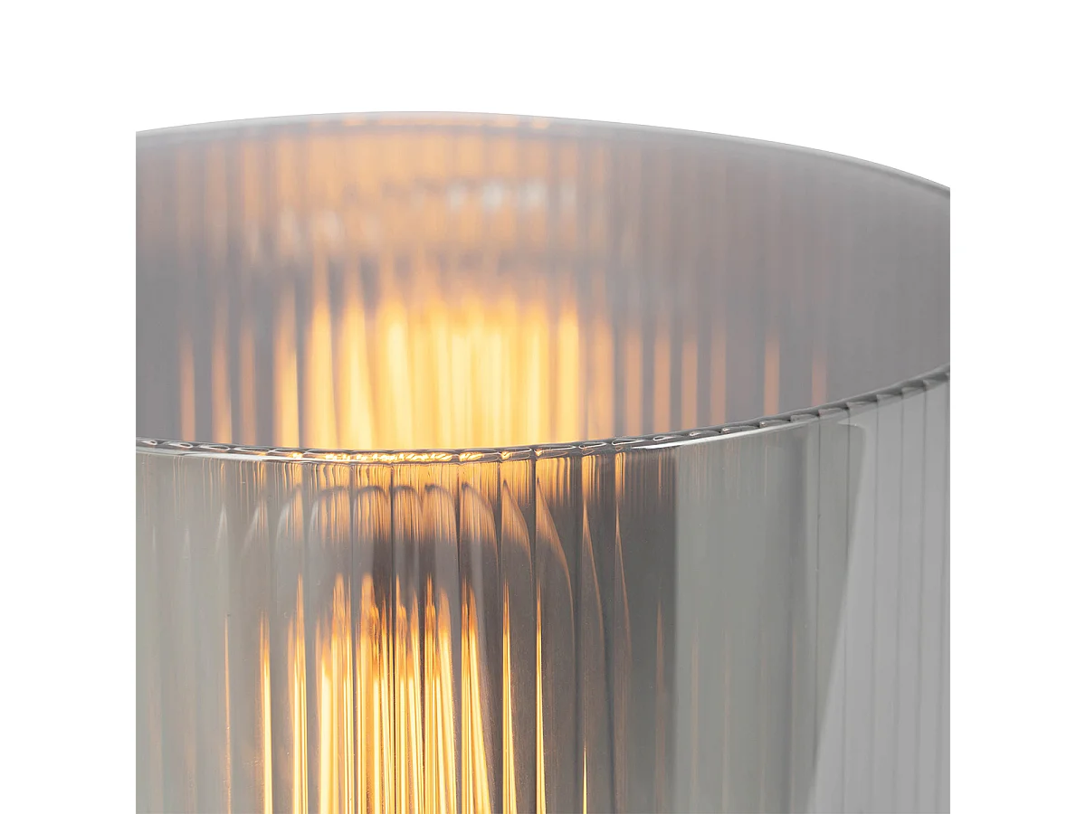 Lampe de table Art Déco noire avec verre fumé - Laura