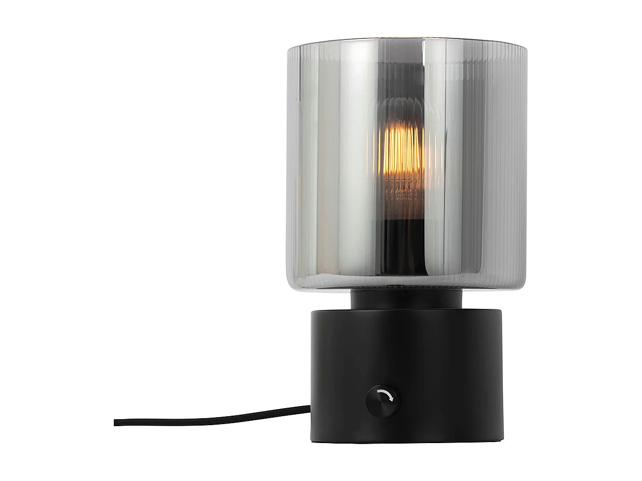 Lampe de table Art Déco noire avec verre fumé - Laura