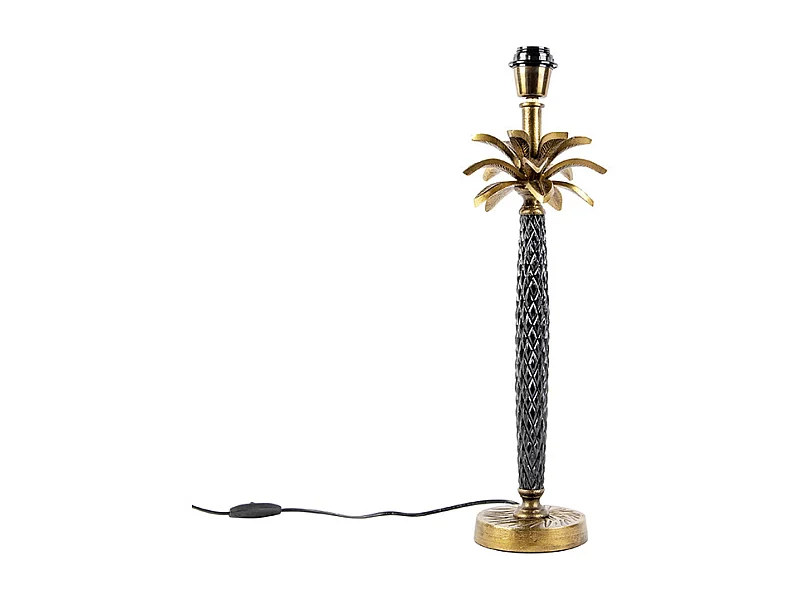Lampe de table Art déco bronze avec palmier noir sans abat-jour - Areka