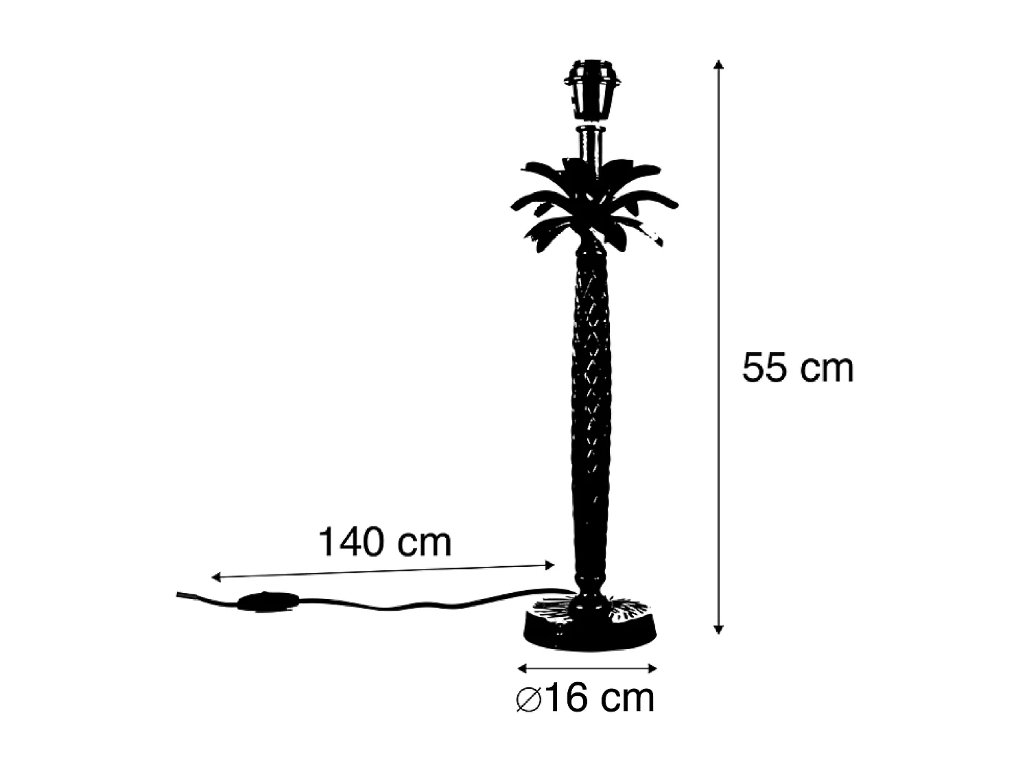 Lampe de table Art déco bronze avec palmier noir sans abat-jour - Areka