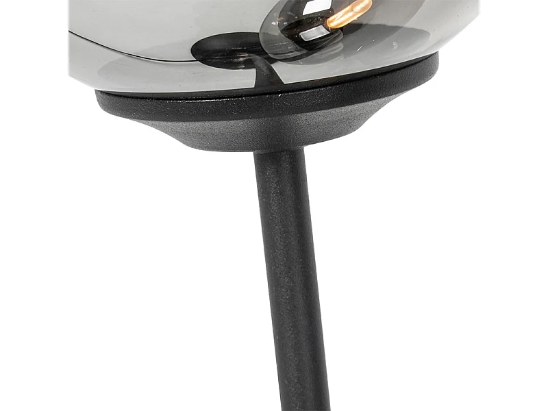 Lampe de table moderne noire à 2 lumières avec verre fumé - Athènes