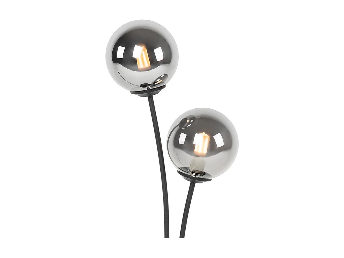 Lampe de table moderne noire 2 lumières avec verre fumé - Athènes