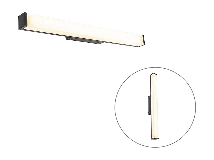 Applique murale de salle de bain moderne noire 62 cm IP44 - Cascada