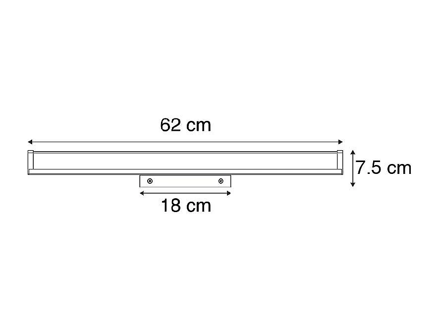Applique murale de salle de bain moderne noire 62 cm IP44 - Cascada