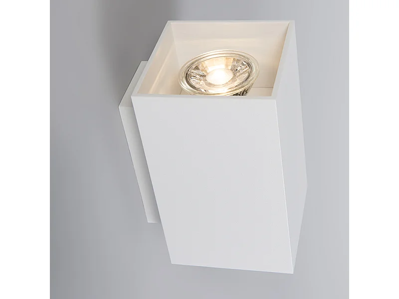 Applique murale moderne blanche carrée 2 lumières - Sandy