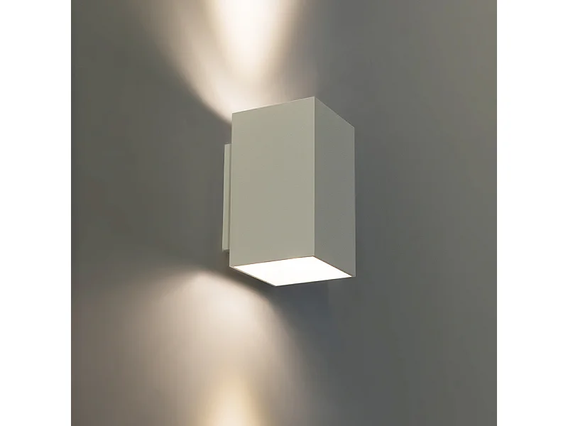 Applique murale moderne blanche carrée 2 lumières - Sandy