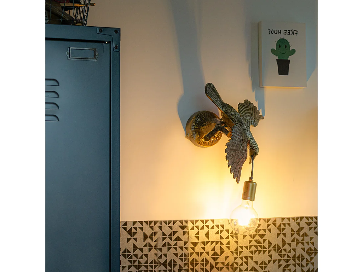 Applique murale vintage en laiton - Animal Fugl