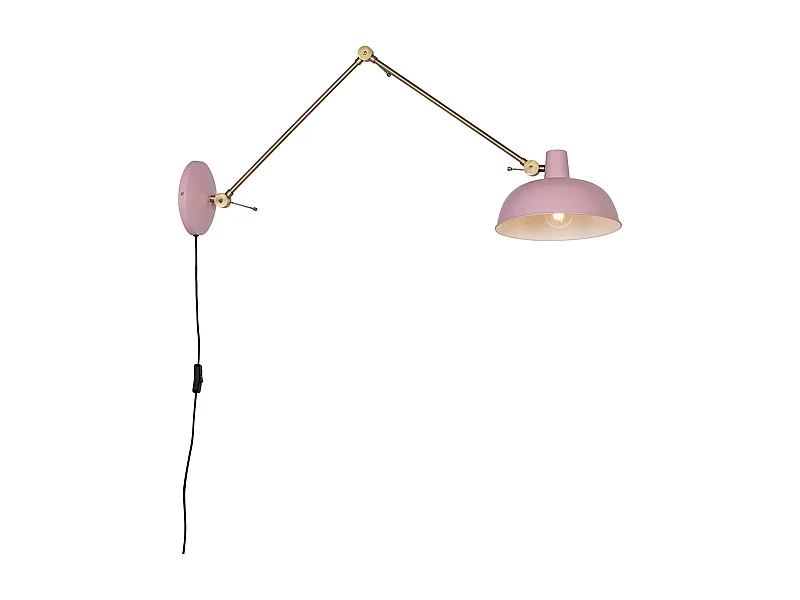 Applique murale rétro acier rose avec bronze - Milou