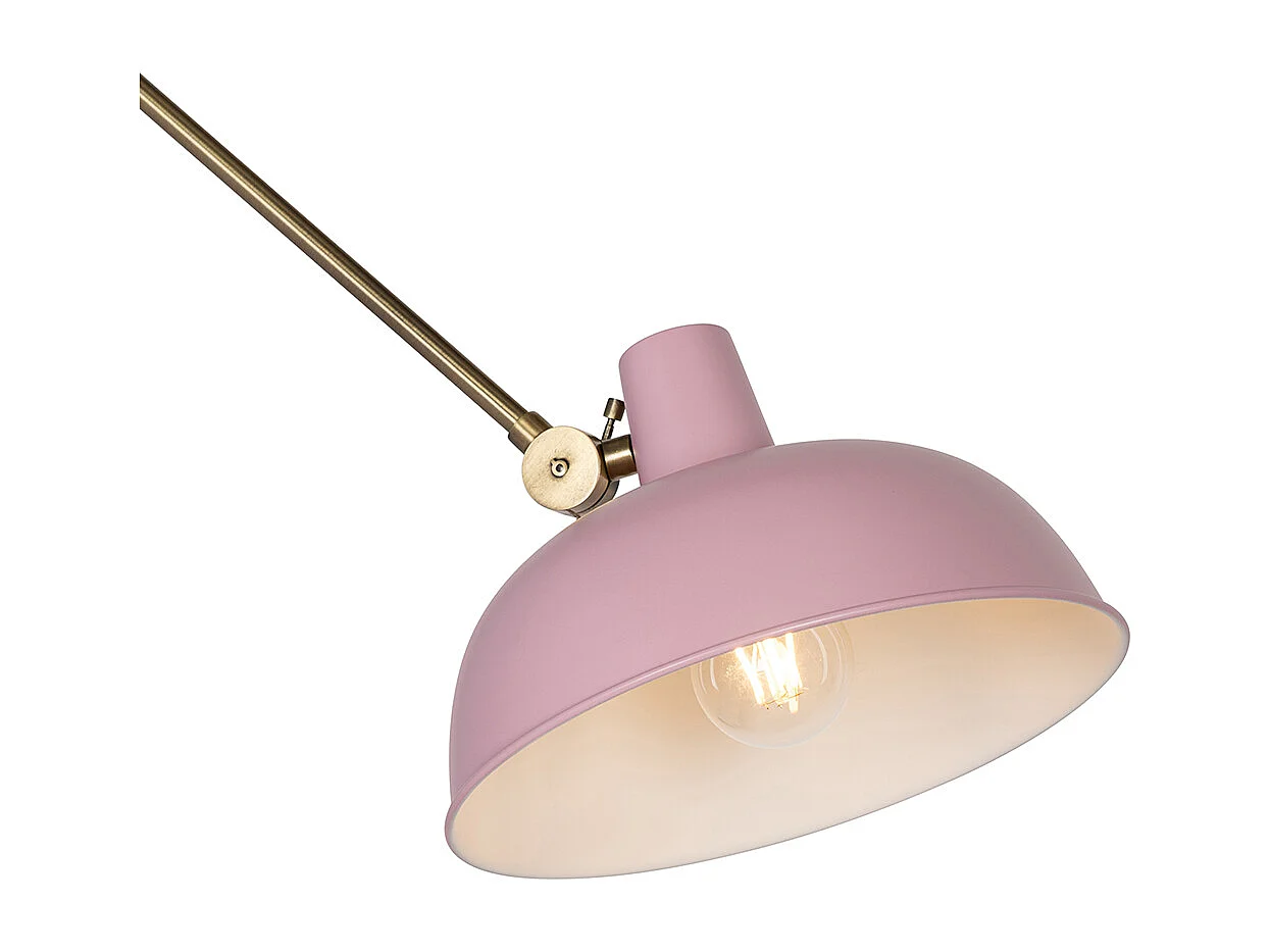 Applique murale rétro acier rose avec bronze - Milou