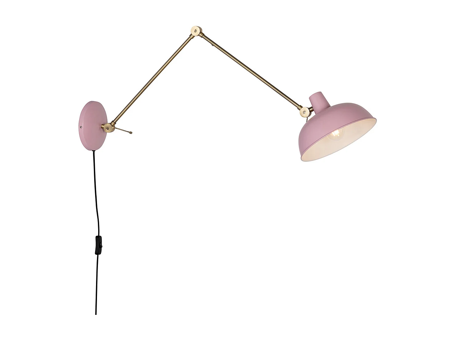 Applique murale rétro acier rose avec bronze - Milou