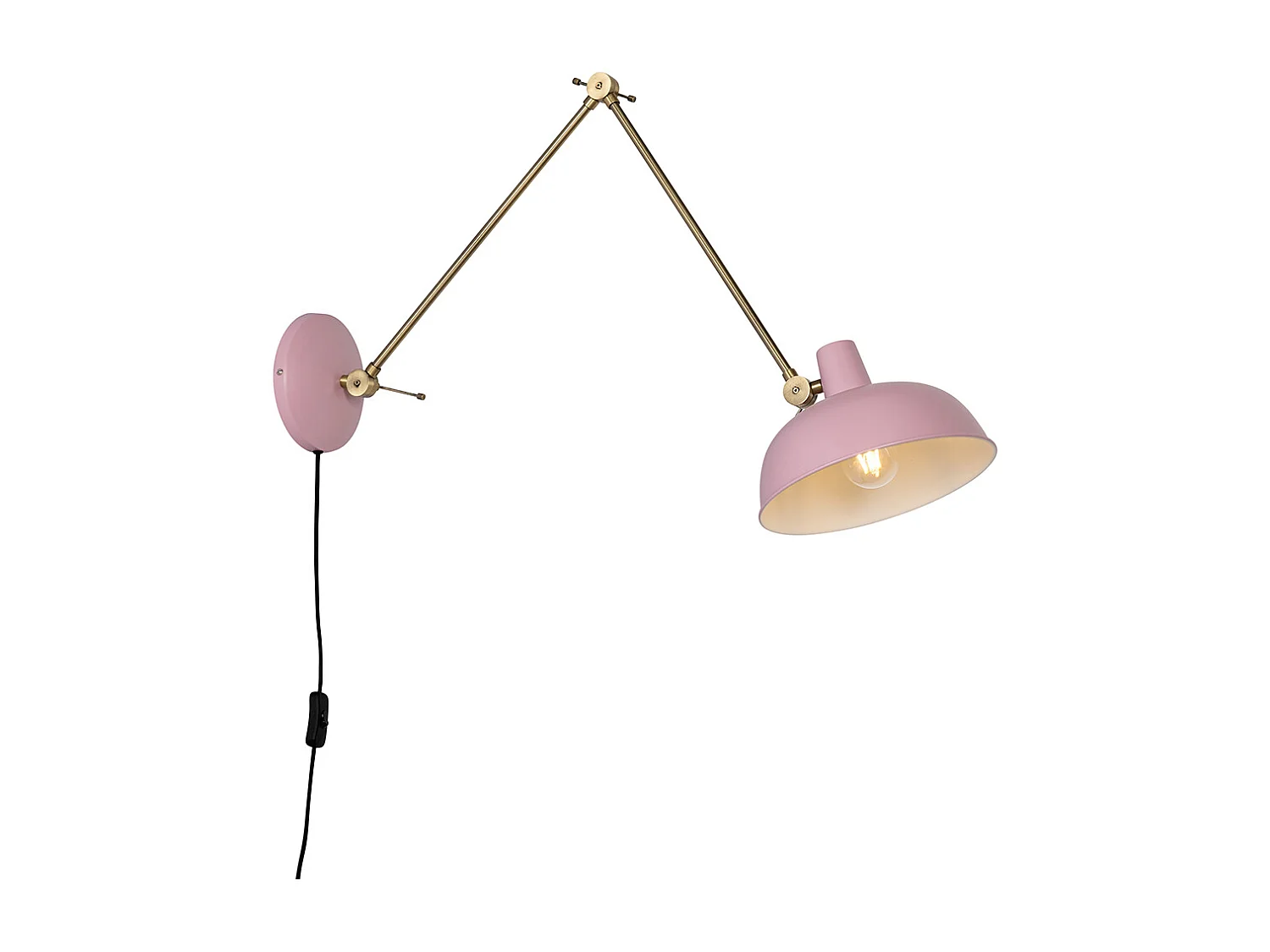 Applique murale rétro acier rose avec bronze - Milou