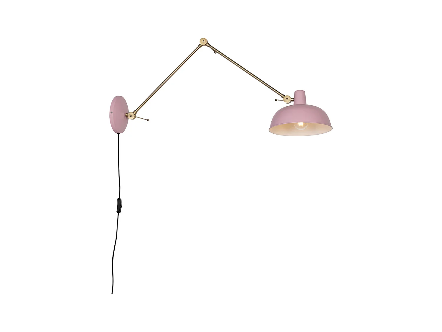 Applique murale rétro acier rose avec bronze - Milou