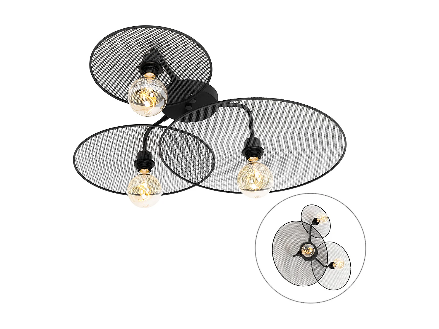 Applique design noire avec maille 3 lumières - Jane