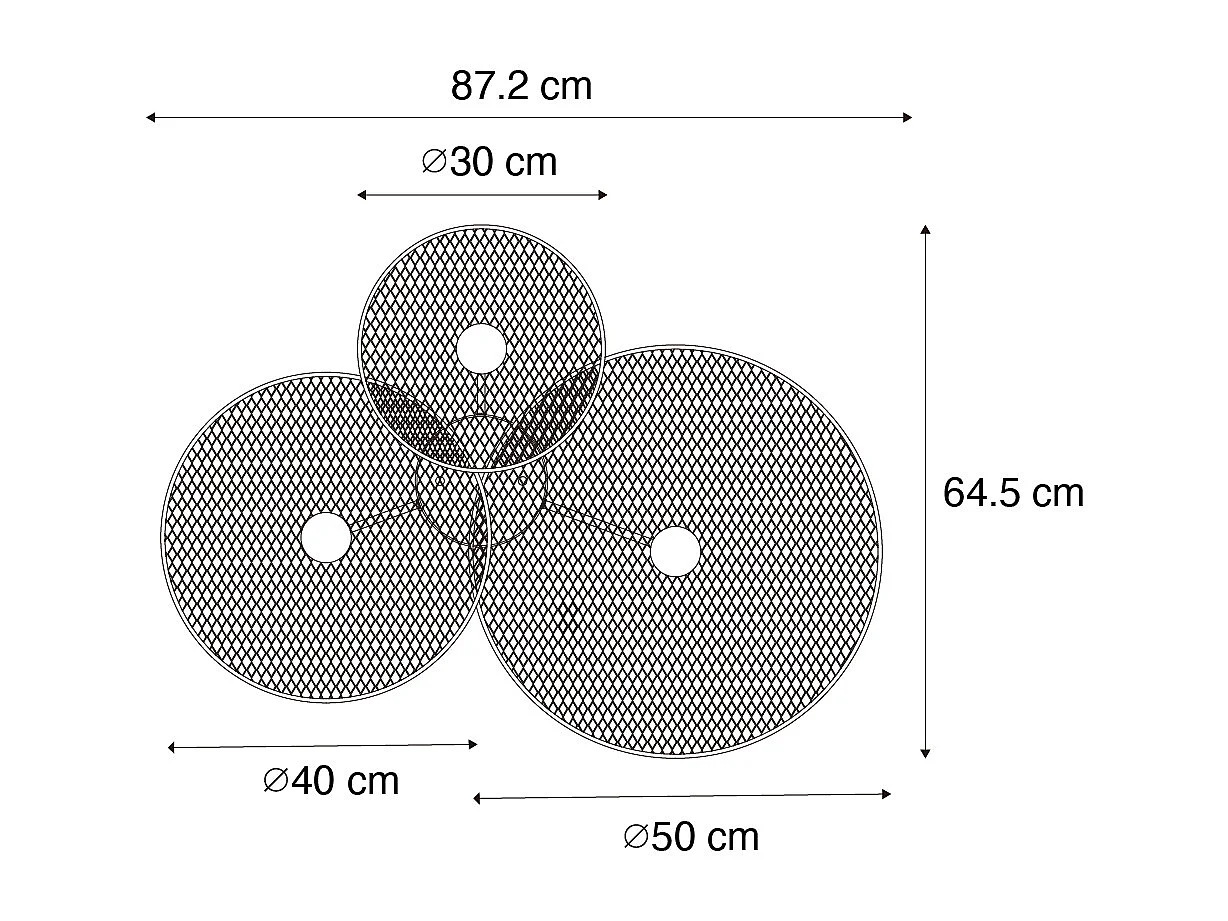 Applique murale design noire avec grille 3 lumières - Jane