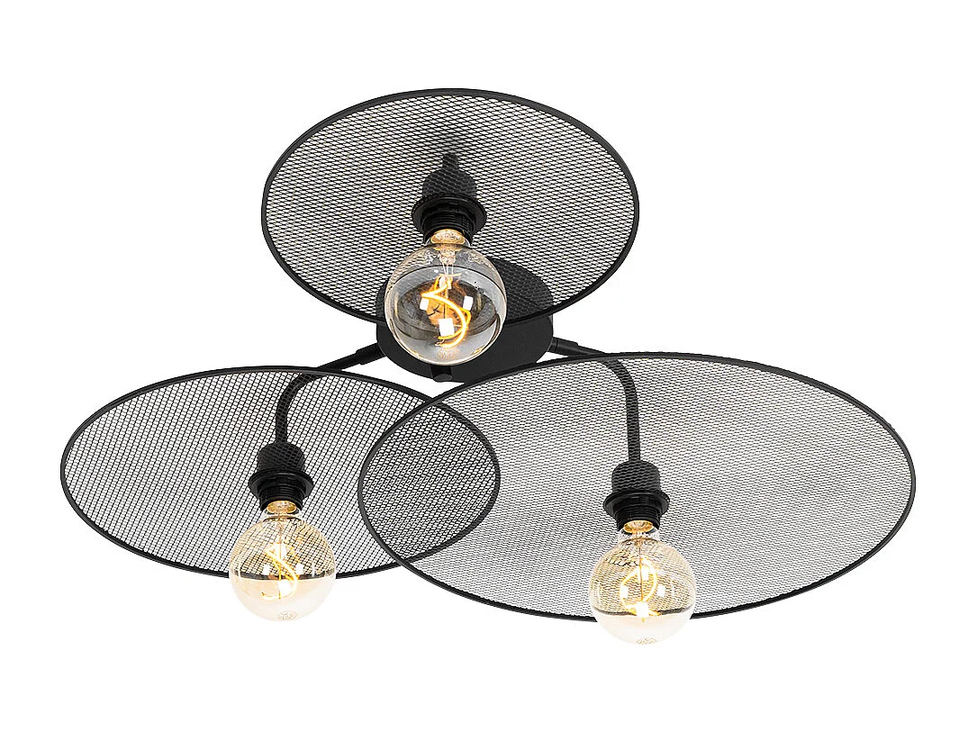 Applique murale design noire avec grille 3 lumières - Jane