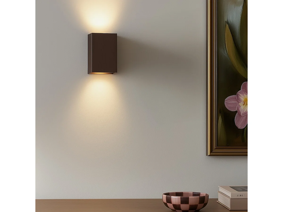 Applique murale moderne bronze foncé carrée 2 lumières - Sandy