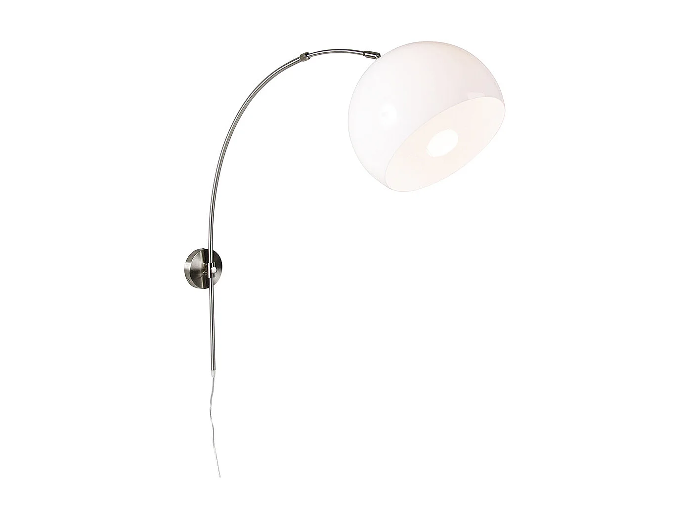 Lampe à arc murale intelligente en acier avec abat-jour blanc, y compris Wifi A60 - Bow