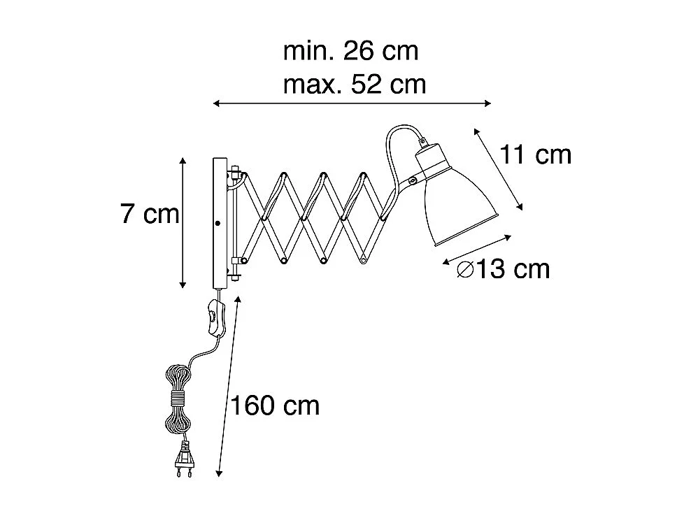 Applique murale industrielle noire à bras orientable - Merle