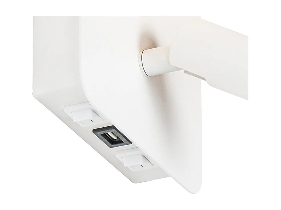 Applique moderne blanche avec LED avec USB et lampe de lecture - Robin