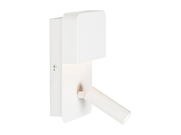Applique murale blanche avec LED, USB et liseuse avec interrupteur - Robin