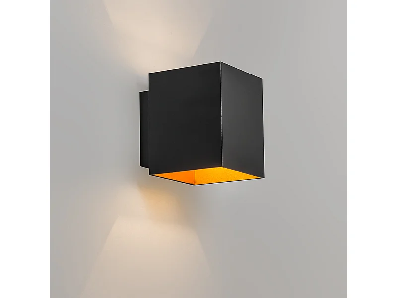 Applique murale design noire et dorée rectangulaire - Sola