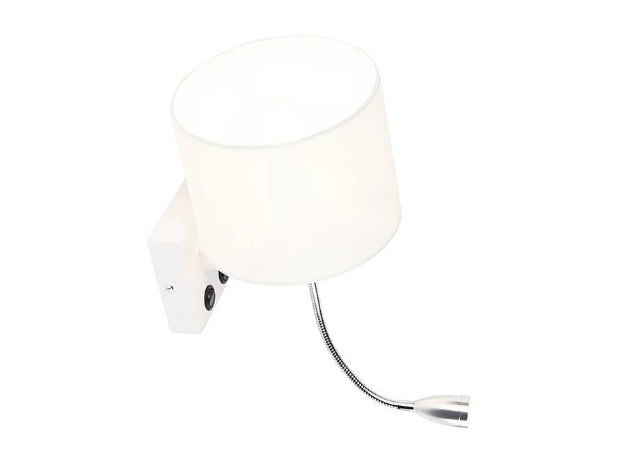 Applique murale moderne blanche avec abat-jour blanc - Brescia
