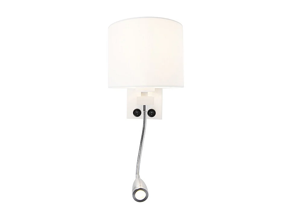 Applique murale moderne blanche avec abat-jour blanc - Brescia