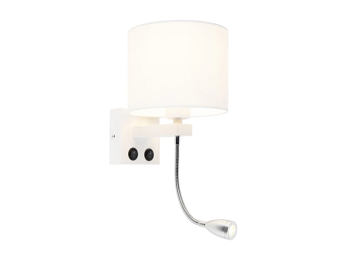 Applique murale moderne blanche avec abat-jour blanc - Brescia