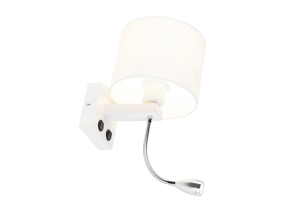 Applique murale moderne blanche avec abat-jour blanc - Brescia