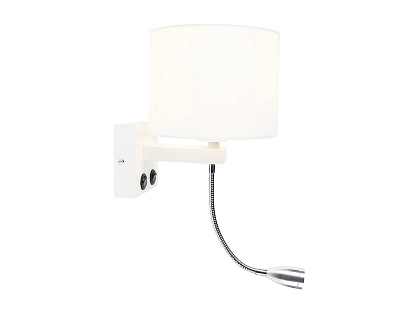 Applique murale moderne blanche avec abat-jour blanc - Brescia