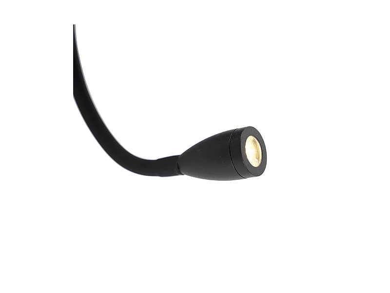 Applique murale moderne noire 2 lumières avec USB et bras flexible - Flero