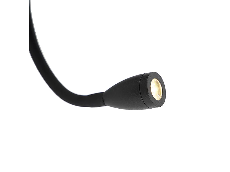 Applique murale moderne noire avec USB et bras flexible - Flero