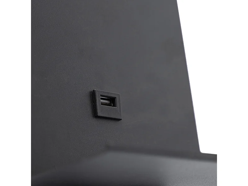 Applique murale moderne noire avec USB et bras flexible - Flero