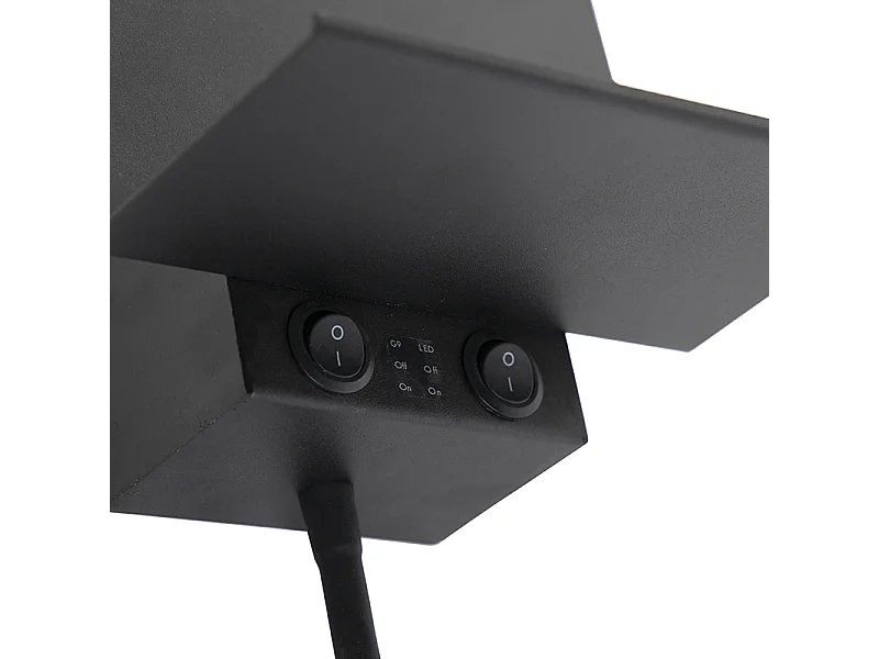 Applique murale moderne noire avec USB et bras flexible - Flero