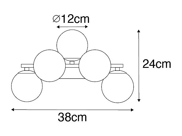 Applique moderne noire avec verre fumé 5 lumières - Bianca